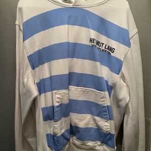 Mens white helmet lang hoodie